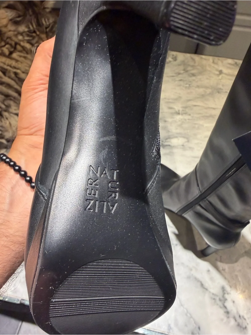 Naturalizer Black Over-the-Knee High Heel Boots wide calf